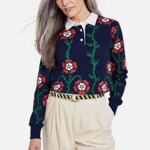 Rowing Blazers x Target Women’s Rose Print Collared Rugby Polo Shirt XL Cropped